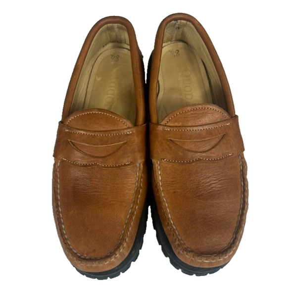 Quoddy Penny Loafers Womens 8.5 Brown Leather Slip On Chunky Sole Made In Italy - Picture 1 of 9